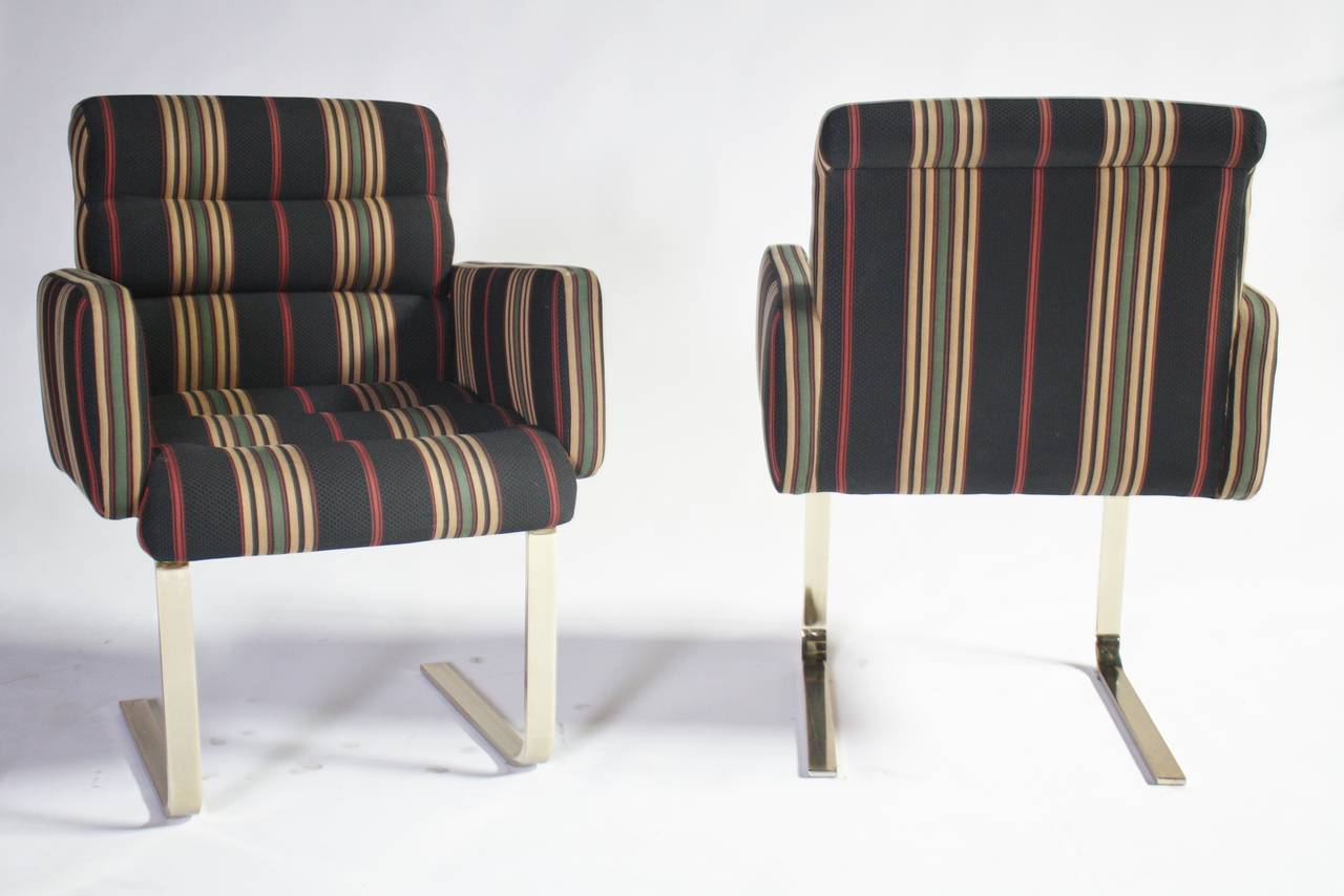 Pace Collection Cantilevered Brass Armchairs For Sale at 1stdibs