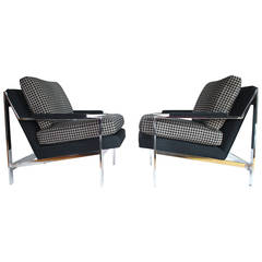 Pair of Milo Baughman Style Lounge Chairs by Cy Mann 10