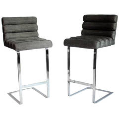 Pair of Pace Collection Chrome Bar Stools