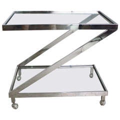 Vintage Z Frame Chrome Bar Cart