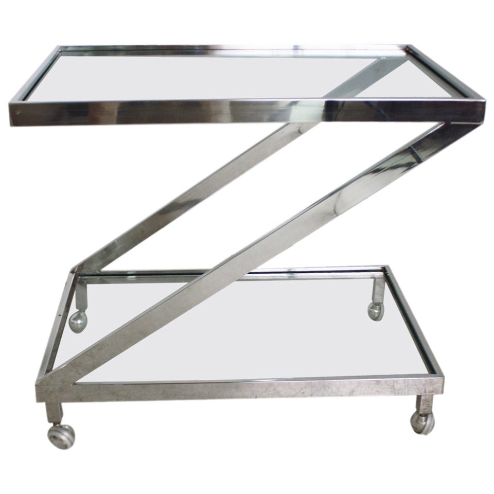 Z Frame Chrome Bar Cart