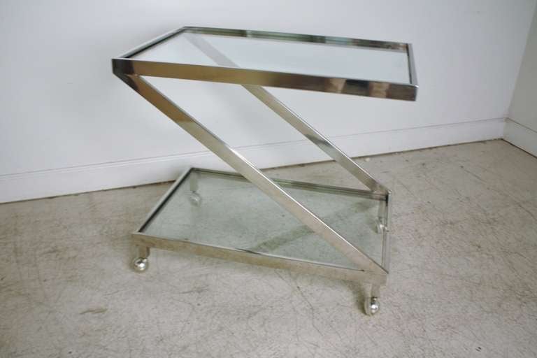 Modern Z Frame Chrome Bar Cart