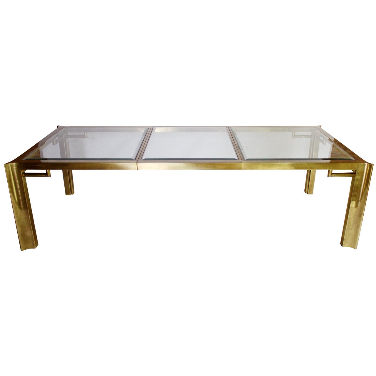 Mastercraft Expandable Brass and Glass Dining Table