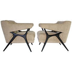 Sculptural Frame Lounge Armchairs in the Style of Kagan