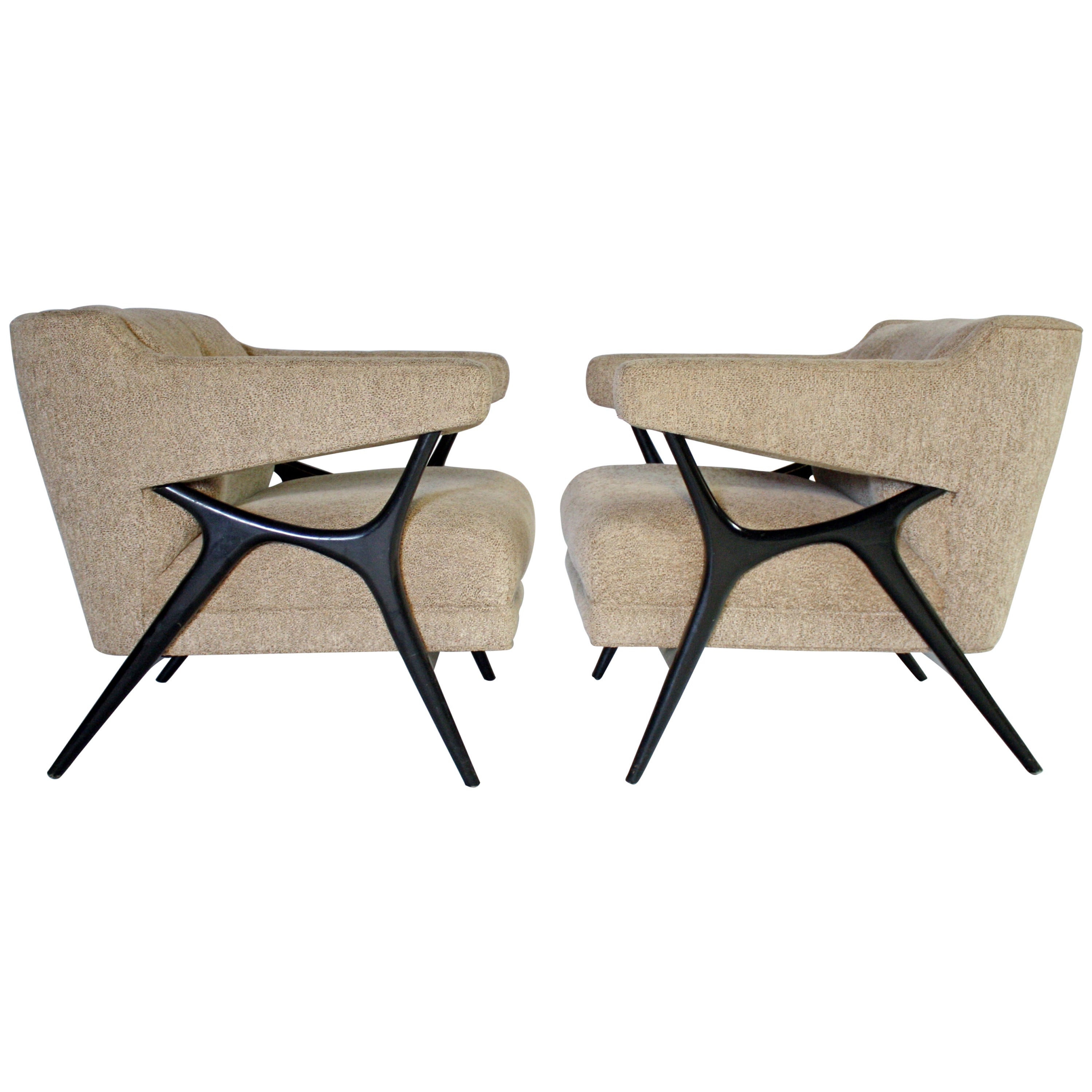 Sculptural Frame Lounge Armchairs in the Style of Kagan