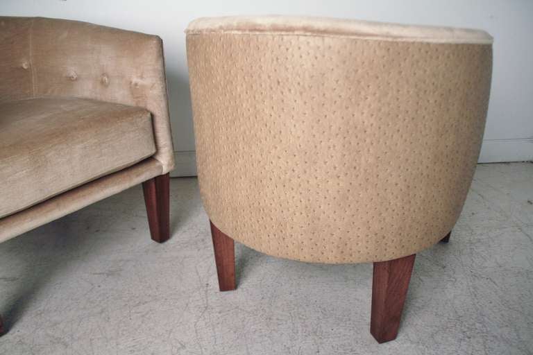 Mid-20th Century Pair of Kip Stewart Directional Barrel Chairs