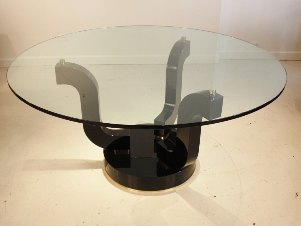 American Art Deco Style Glass Top Dining Table