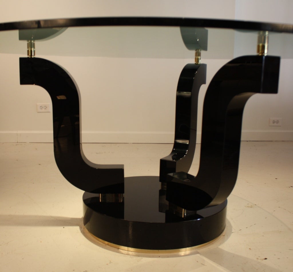 Laminated Art Deco Style Glass Top Dining Table