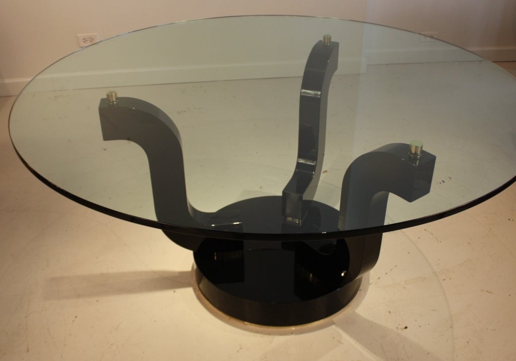 Late 20th Century Art Deco Style Glass Top Dining Table