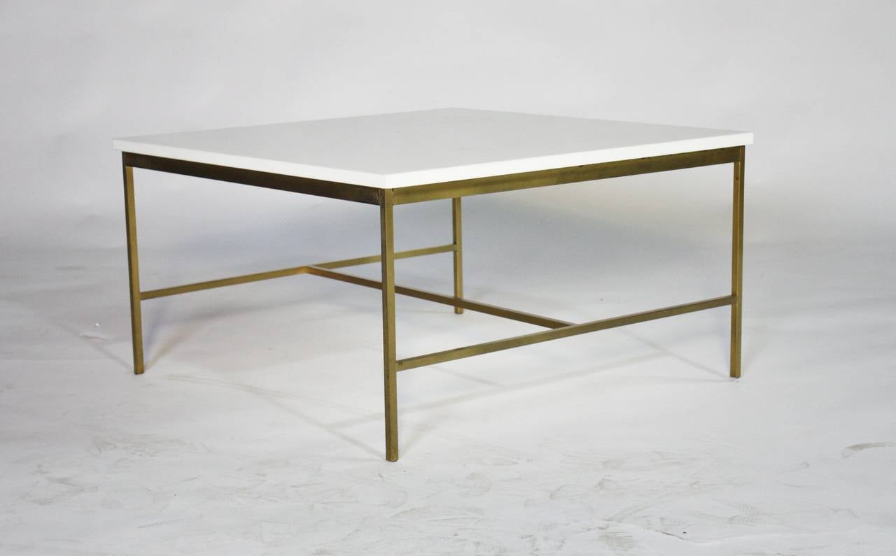 Mid-20th Century Paul McCobb Brass and Vitrolite Cocktail Table