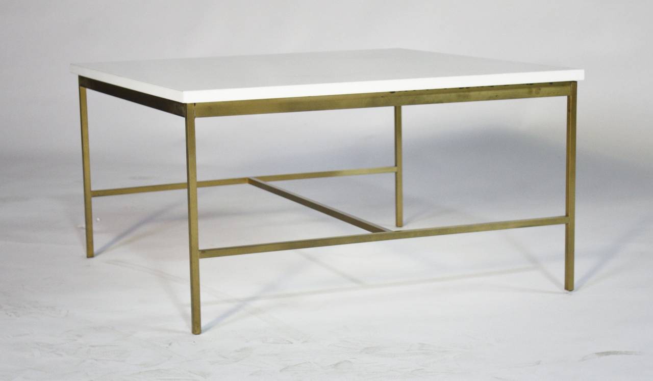 North American Paul McCobb Brass and Vitrolite Cocktail Table