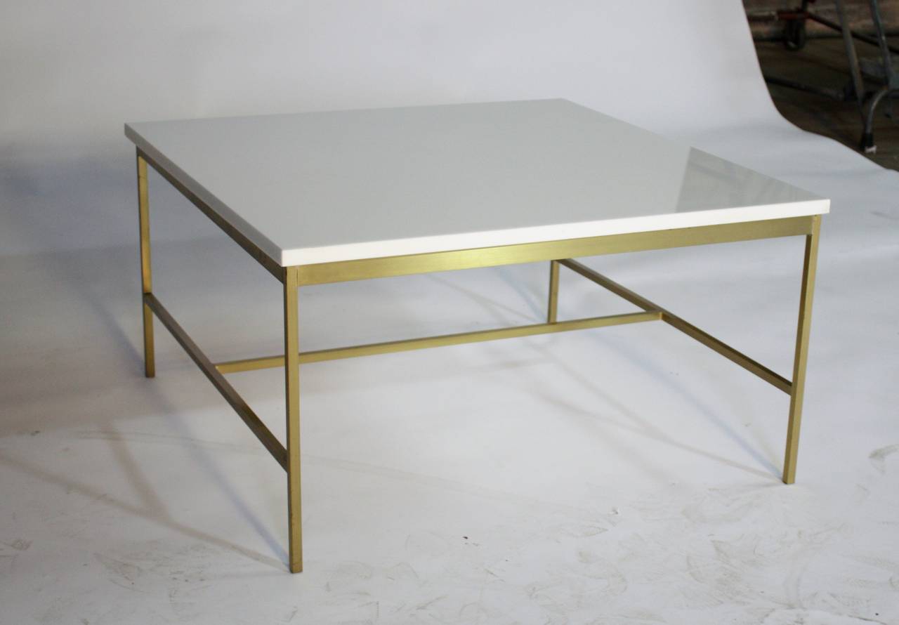 Paul McCobb Brass and Vitrolite Cocktail Table In Excellent Condition In Chicago, IL