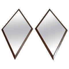 Pair of Mid-Century Diamond Shape Mirrors 1