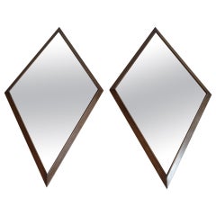 Pair of Mid-Century Diamond Shape Mirrors