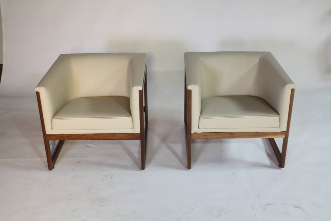 Mid-Century Modern Milo Baughman Cube Club Chairs