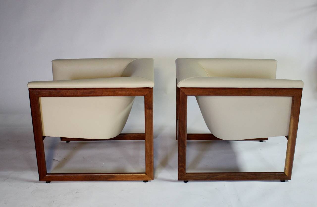 Leather Milo Baughman Cube Club Chairs