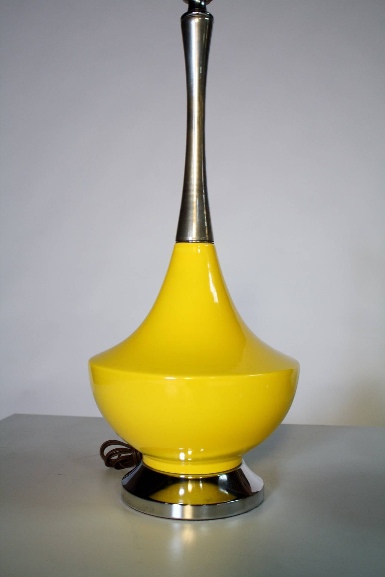 Chrome and Yellow Ceramic Genie Lamps 1