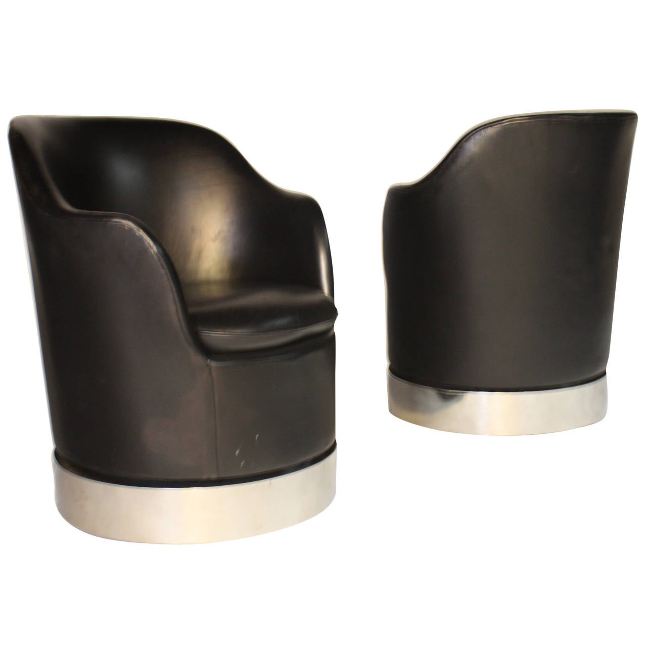 Pair of Phillip Enfield Leather Swivel Chairs For Sale at 1stdibs