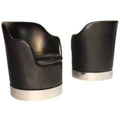 Pair of Phillip Enfield Leather Swivel Chairs 12