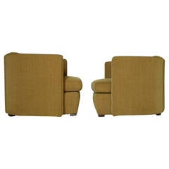 Pair of Art Moderne Barrel Club Chairs