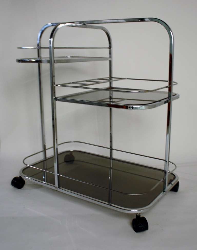 Mid-20th Century Art Deco Chrome Bar Cart