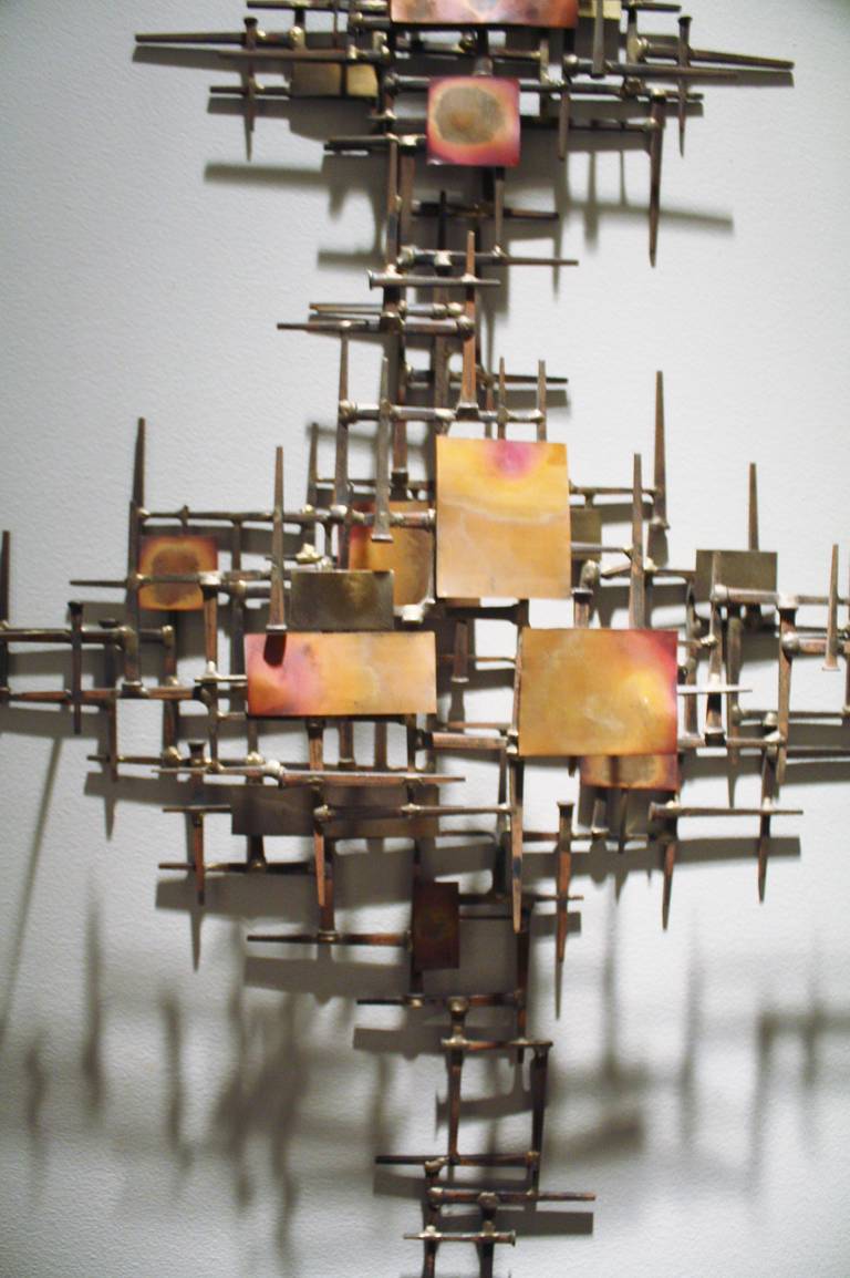 William Stege Brutalist Nail Wall Sculpture In Excellent Condition In Chicago, IL