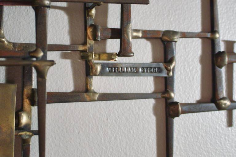 Late 20th Century William Stege Brutalist Nail Wall Sculpture