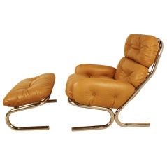 Directional Leather Chair and Ottoman