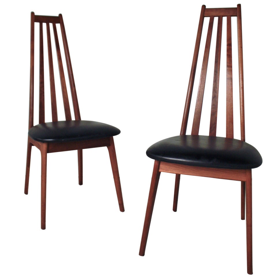 Pair of High Back Danish Modern Chairs