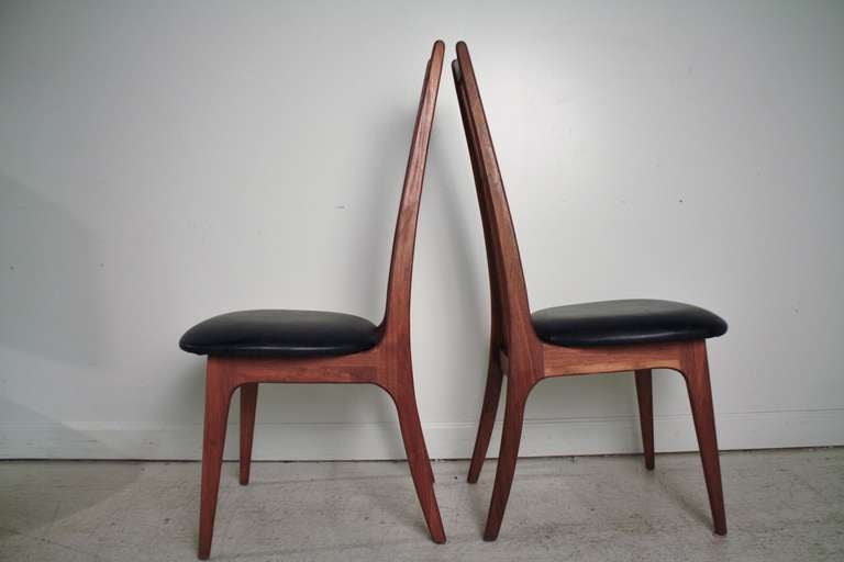 Mid-20th Century Pair of High Back Danish Modern Chairs