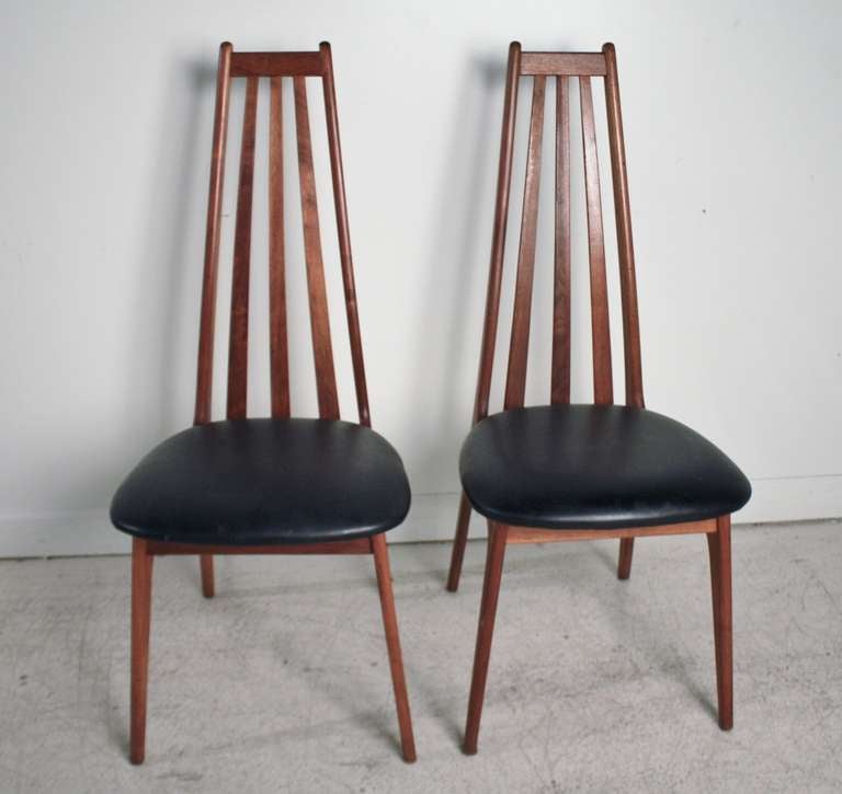 Teak Pair of High Back Danish Modern Chairs