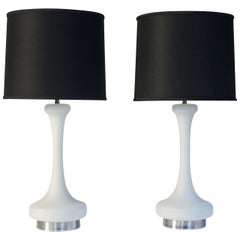 Laurel White Satin Glass Lamps