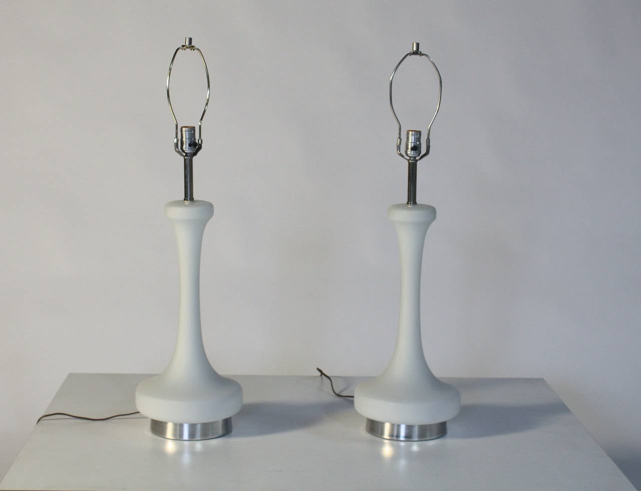 American Laurel White Satin Glass Lamps
