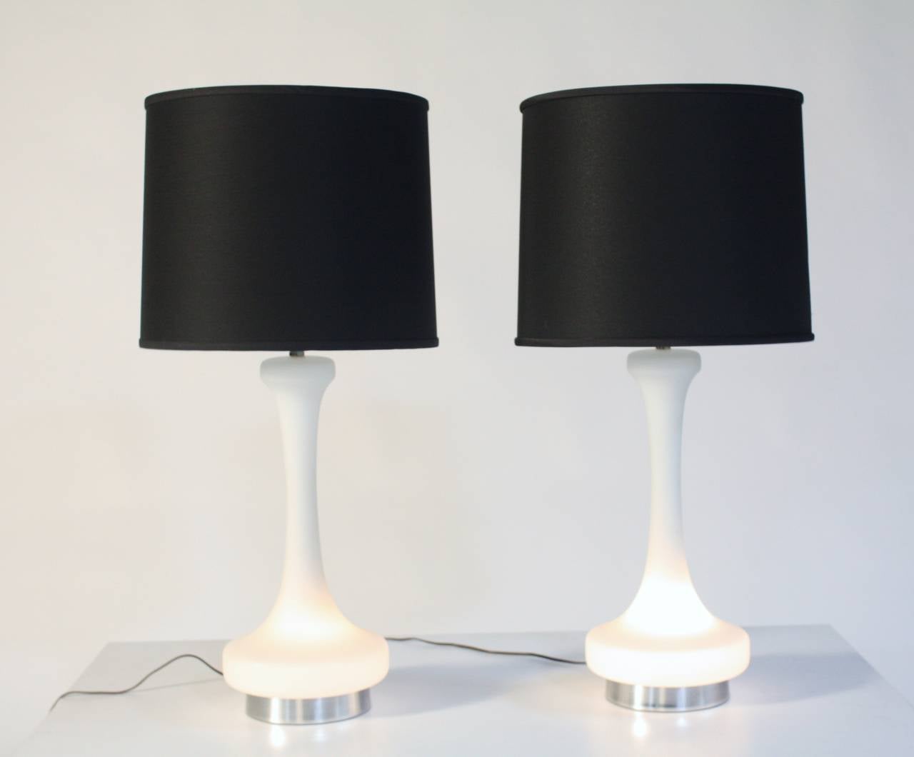 Late 20th Century Laurel White Satin Glass Lamps
