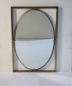 Mid-Century Brass Oval/Rectangle Mirror
