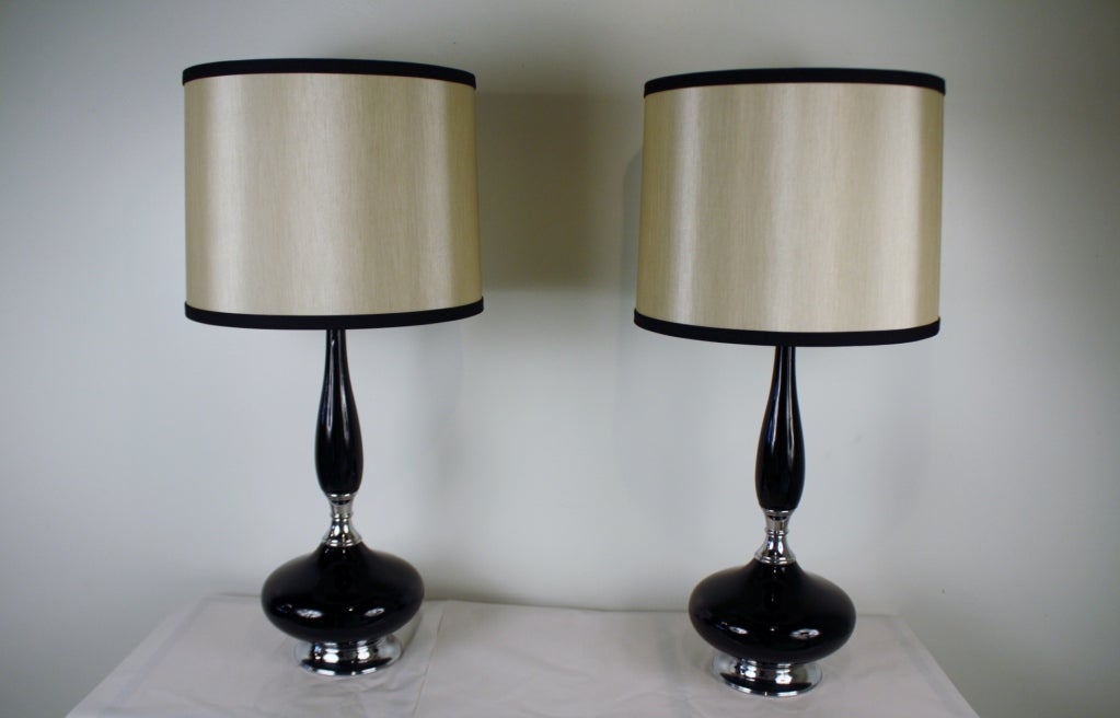 Late 20th Century Black and chrome Genie Bottle Lamps