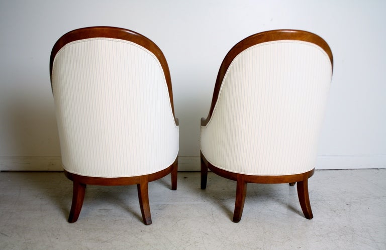 Wood Pair of Spoon Back Barrel Chairs