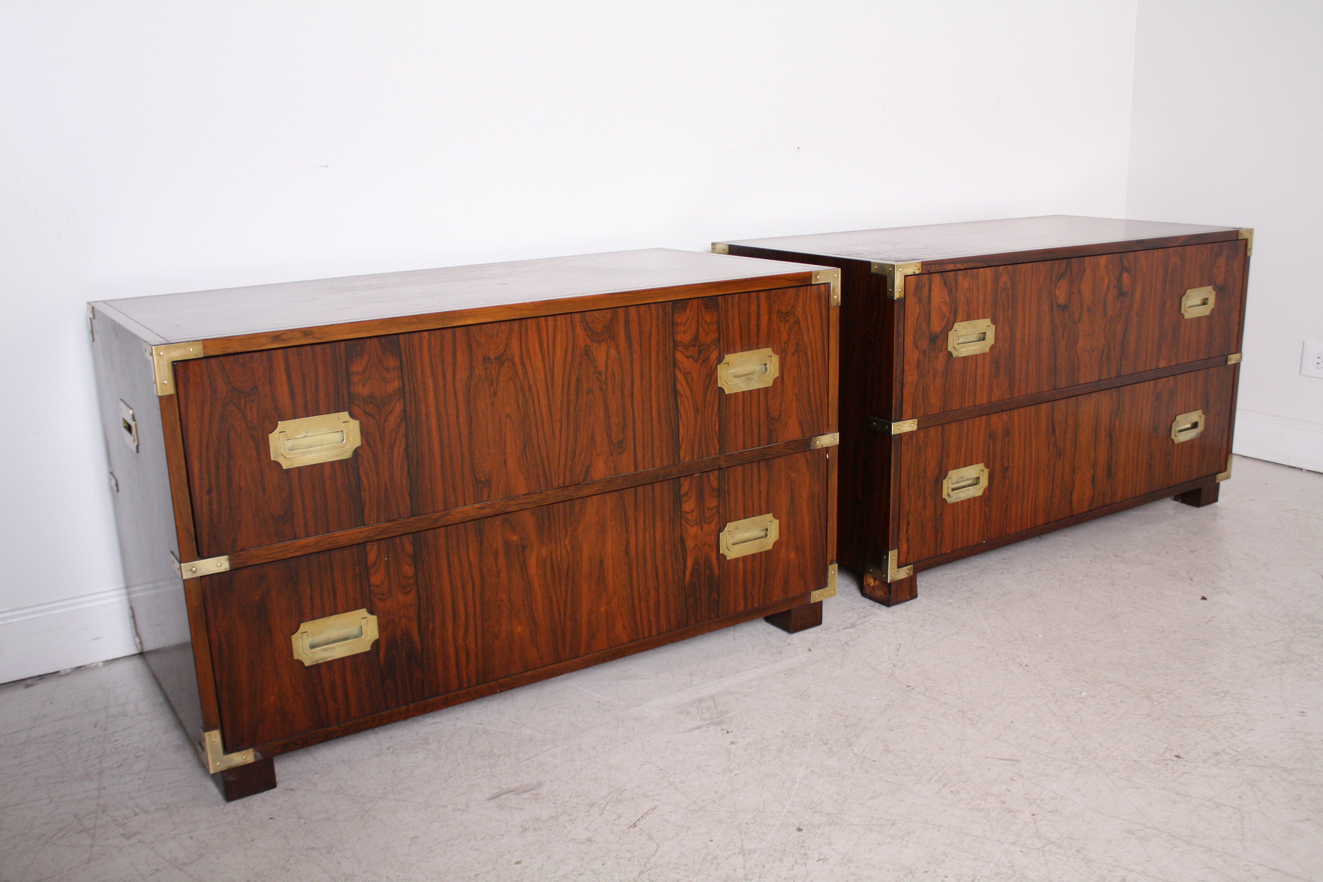 Pair of Baker Rosewood Campaign Chests