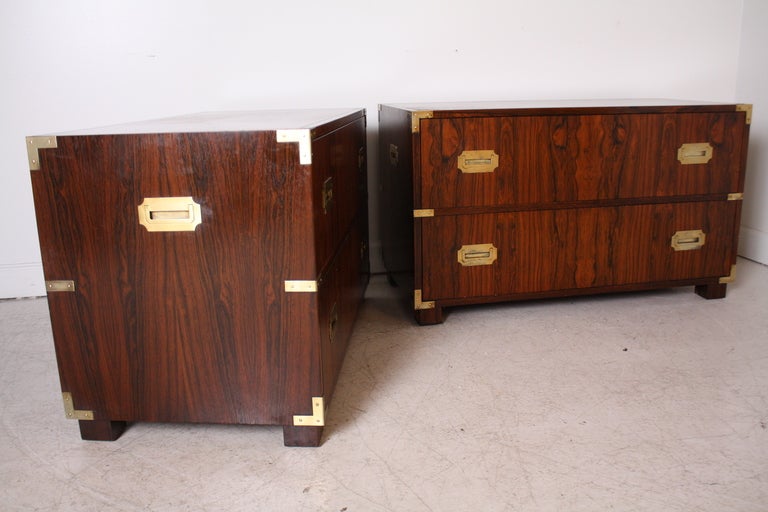 Late 20th Century Pair of Baker Rosewood Campaign Chests