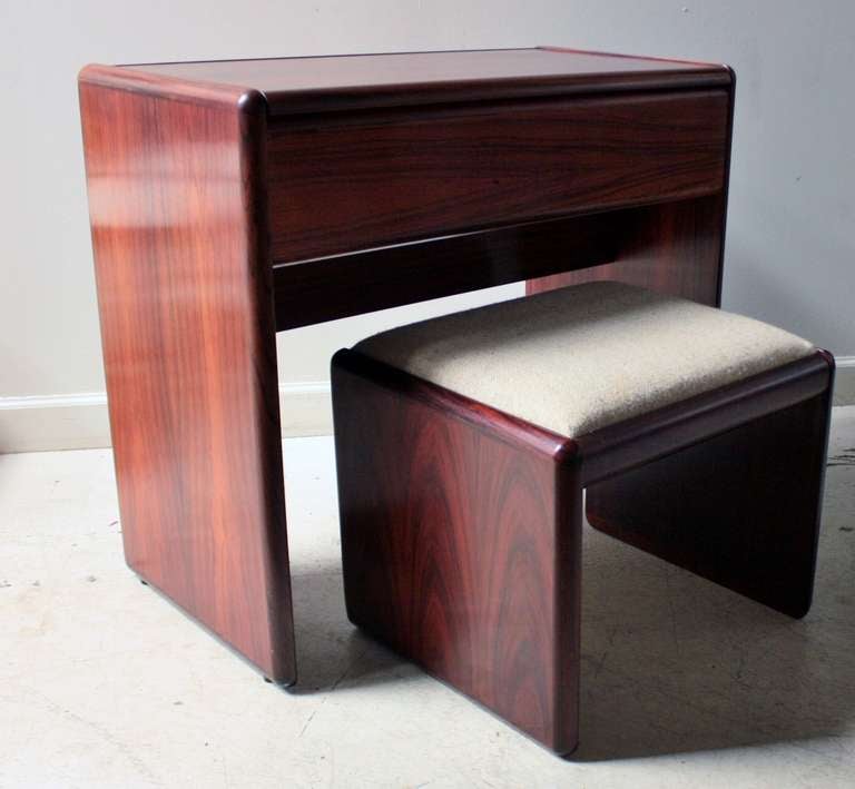 Mid-Century Modern Danish Modern Rosewood Vanity and Bench