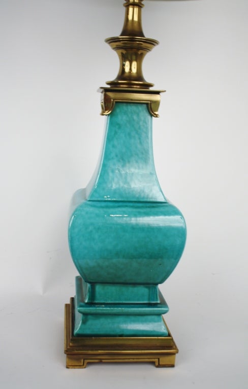 Mid-20th Century Asian Style Turquoise Stiffel Lamp