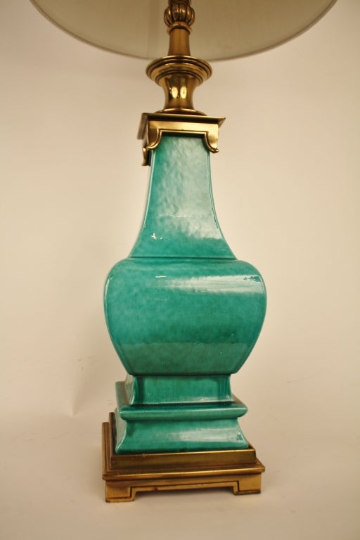 Porcelain Asian Style Turquoise Stiffel Lamp