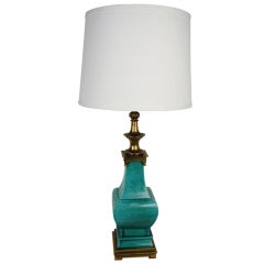 Vintage Asian Style Turquoise Stiffel Lamp