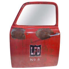 Mid 20th century Fire Truck Door with Mirror as Functional Wall Art