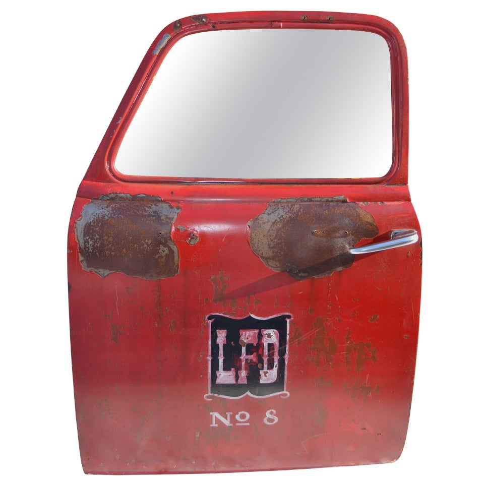 Mid 20th century Fire Truck Door with Mirror as Functional Wall Art