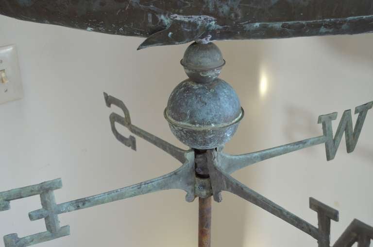 20th Century Weathervane of Whale in Copper