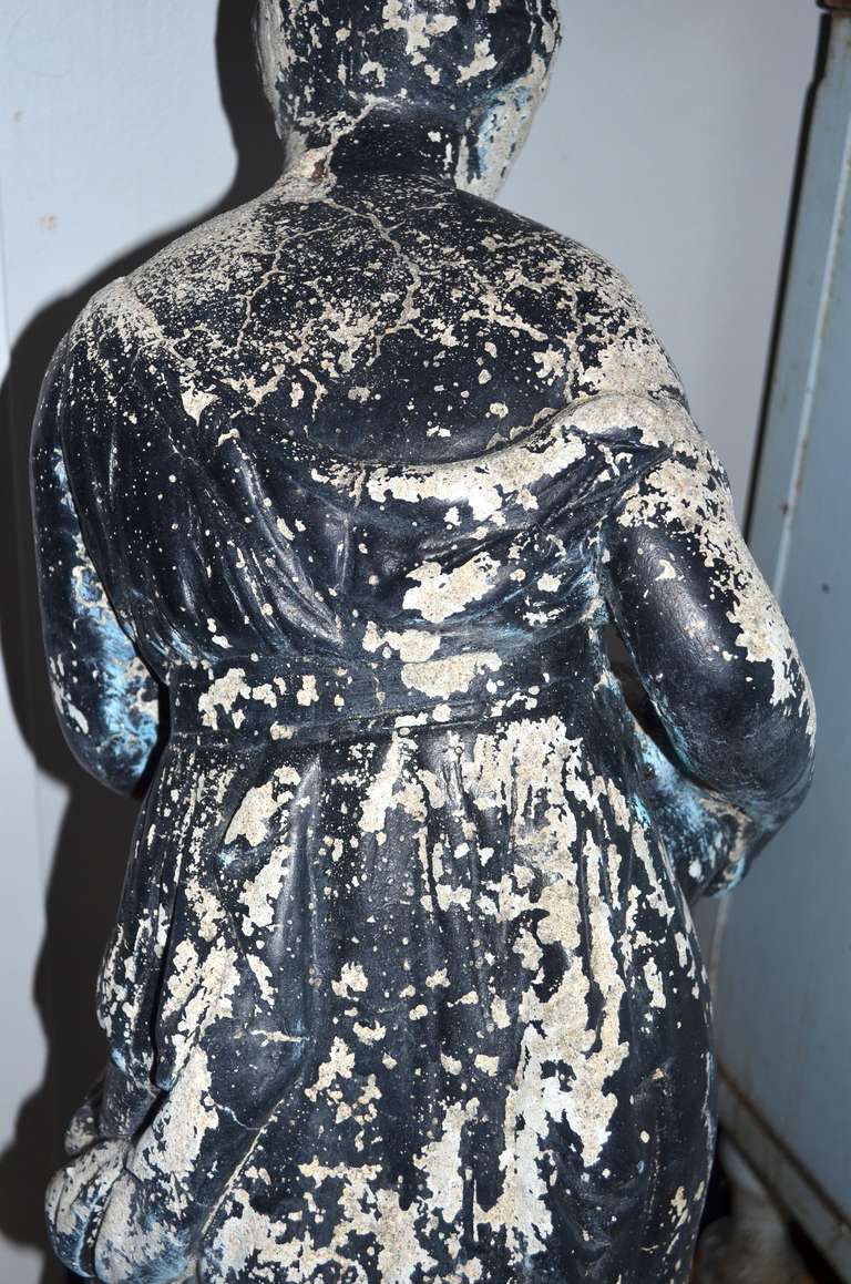 20th Century Antique Garden Sculpture of Weathered Concrete and Paint