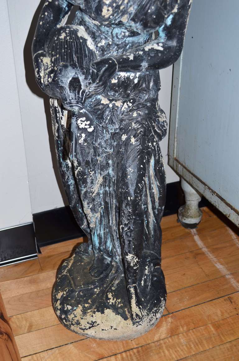 Antique Garden Sculpture of Weathered Concrete and Paint 3