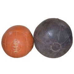 Leather Medicine Balls from the 1930s (pair)