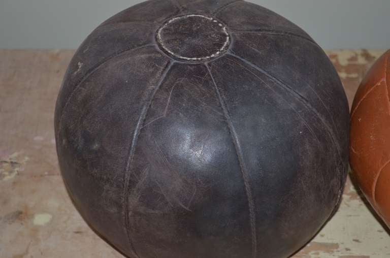 20th Century Leather Medicine Balls from the 1930s (pair)